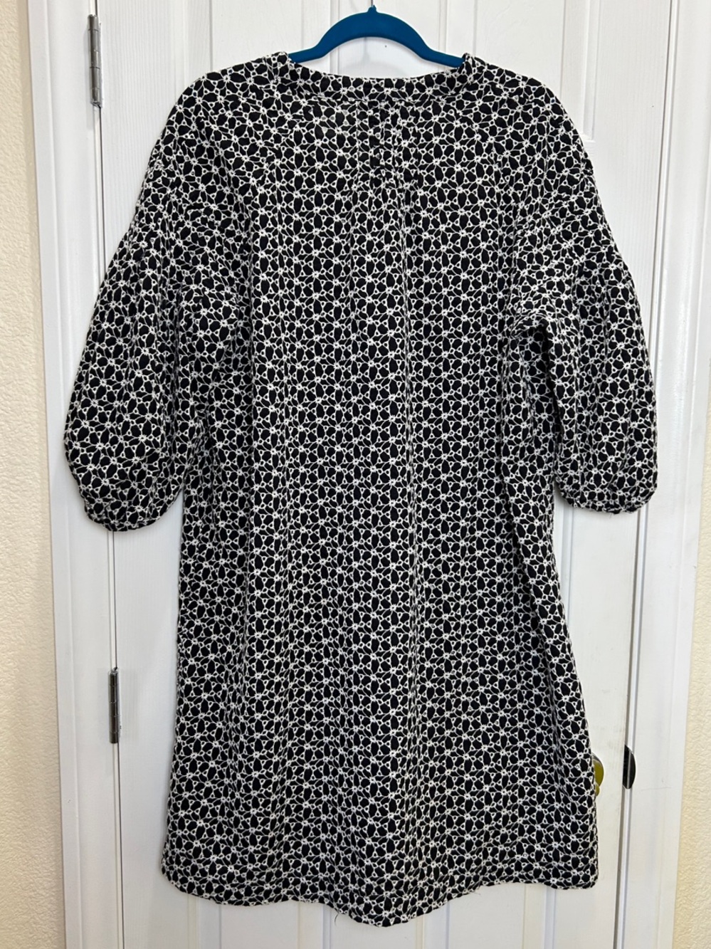 Wrap London Black White Cotton Eyelet Embroidered Puff Sleeve Shift Dress US 18 - Picture 9 of 10